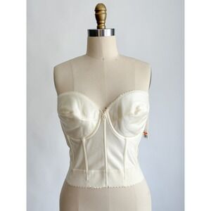 Bridal Wedding Dominique Longline Corset Bra 42B Ivory Strapless Low Back Satin